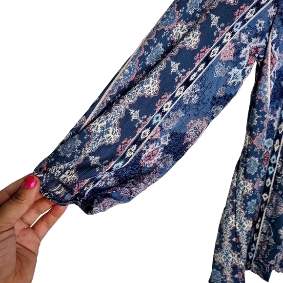 Style & CO WOMENS BLUE PATTERN TOP SIZE PS - Picture 5 of 7